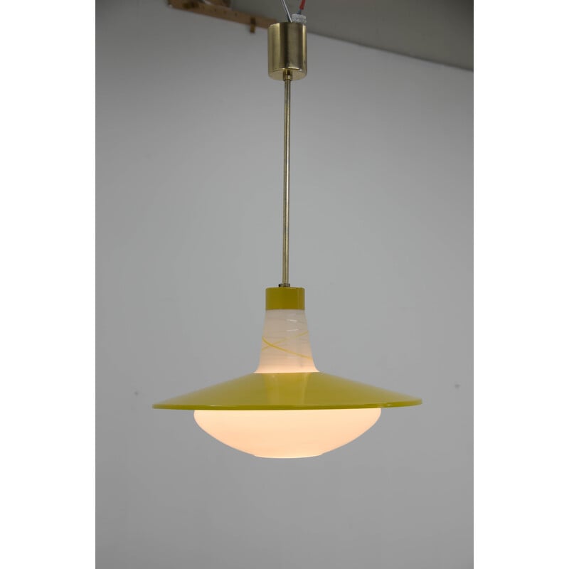 Vintage yellow pendant lamp by Kamenicky Senov, 1960