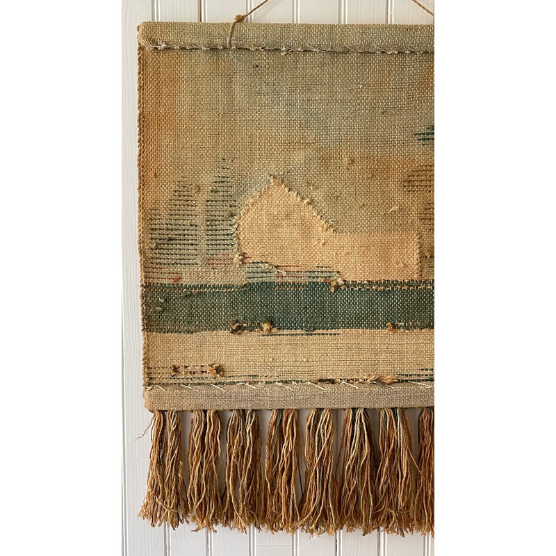 Vintage decoratief jute wandkleed, 1970