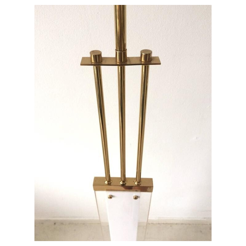Vintage brass floor lamp with shade, 1970