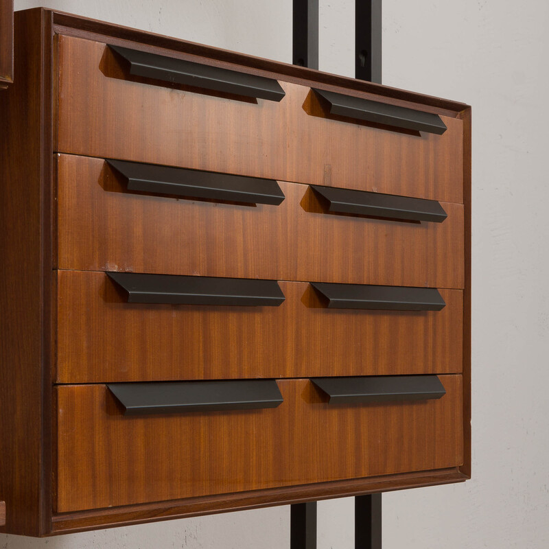 Vintage walnut and birch bookcase, Italy 1950s