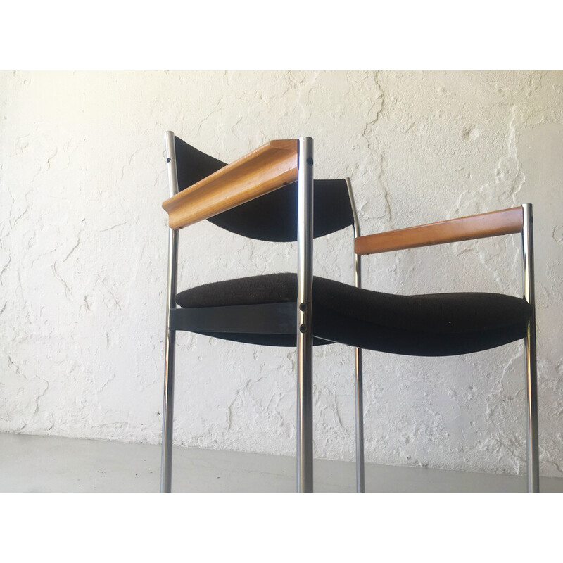 Vintage-Sessel aus Holz und Chrom, 1980