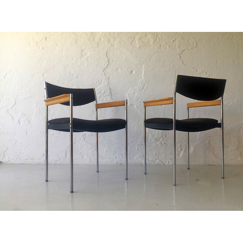 Vintage armchair in wood and chrome, 1980