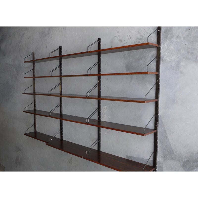 Vintage rosewood modular wall shelving unit shelves by Poul Cadovius, 1960s