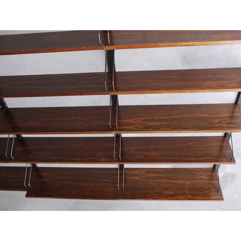 Vintage rosewood modular wall shelving unit shelves by Poul Cadovius, 1960s