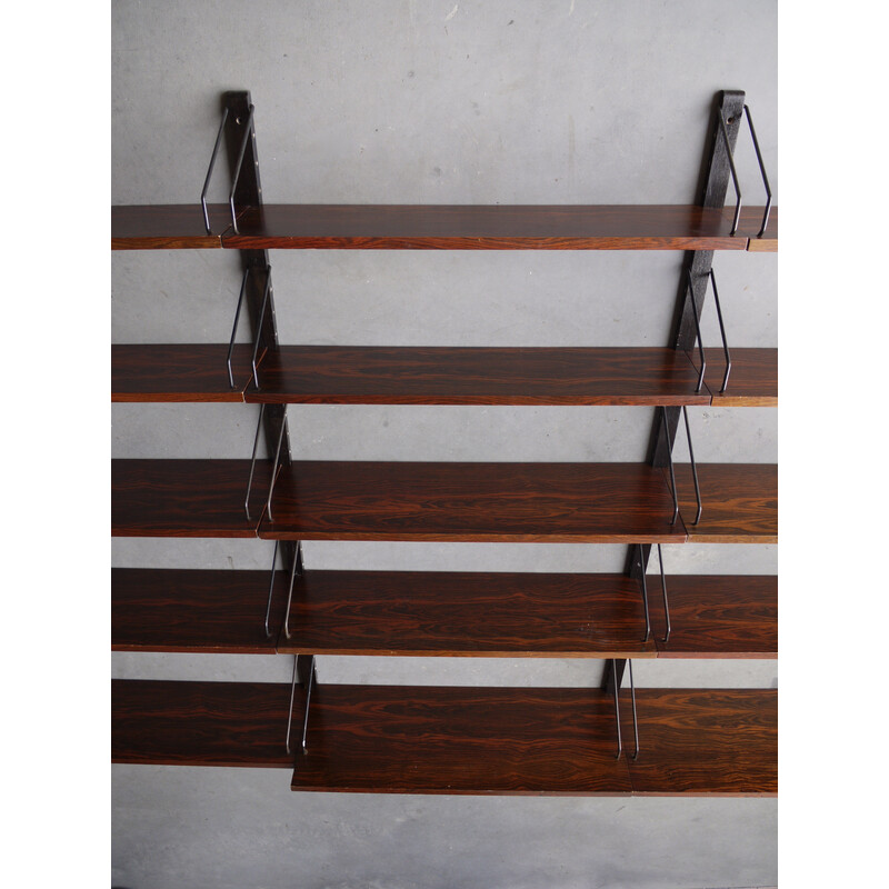 Vintage rosewood modular wall shelving unit shelves by Poul Cadovius, 1960s