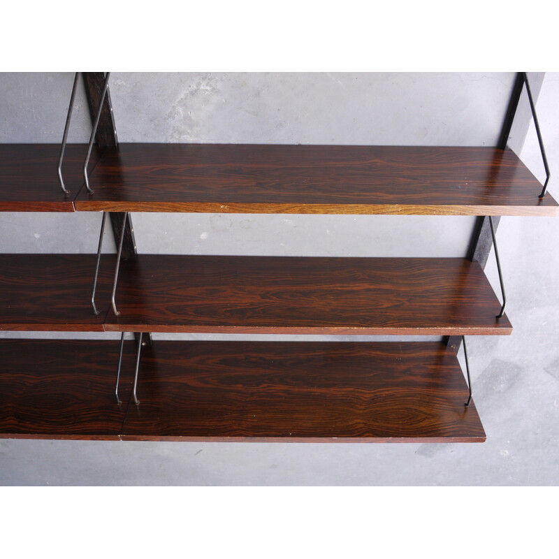 Vintage rosewood modular wall shelving unit shelves by Poul Cadovius, 1960s