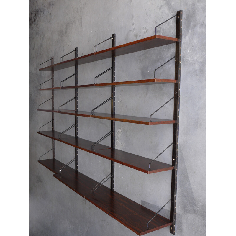 Vintage rosewood modular wall shelving unit shelves by Poul Cadovius, 1960s