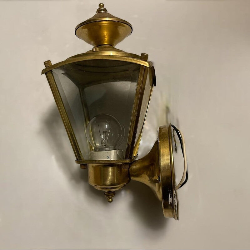 Set of 3 vintage Italian brass wall lamps, 1970s