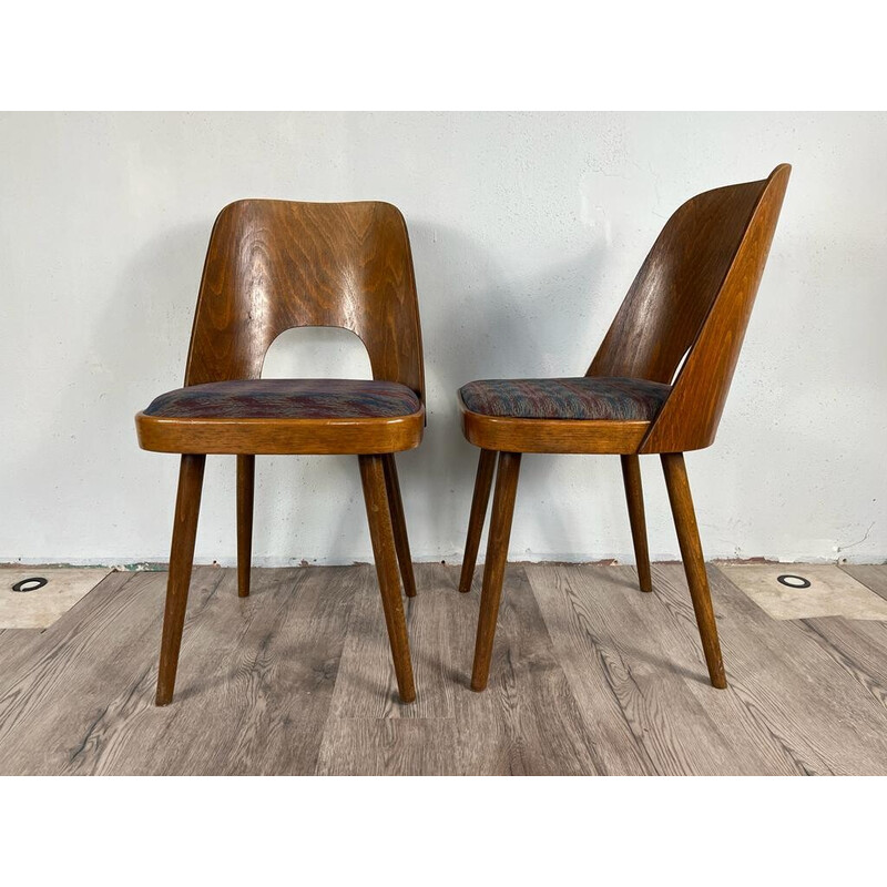 Set of 4 vintage walnut chairs model 515 by Oswald Haerdtl for Ton, 1960