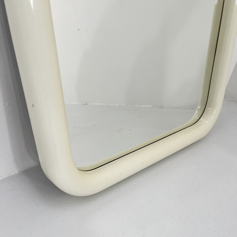 Espelho de moldura branca Vintage de Carrara e Matta, década de 1970