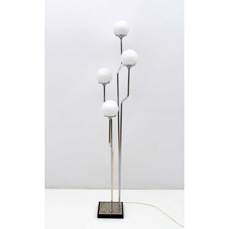 Mid-century chrome and opaline glass floor lamp by Goffredo Reggiani, 1970s