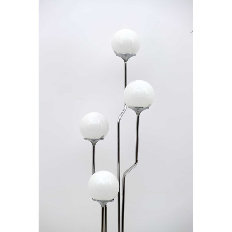 Mid-century chrome and opaline glass floor lamp by Goffredo Reggiani, 1970s