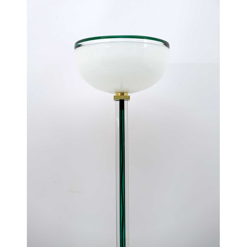 Mid century Murano glass "Tolboi" floor lamp in green by Venini