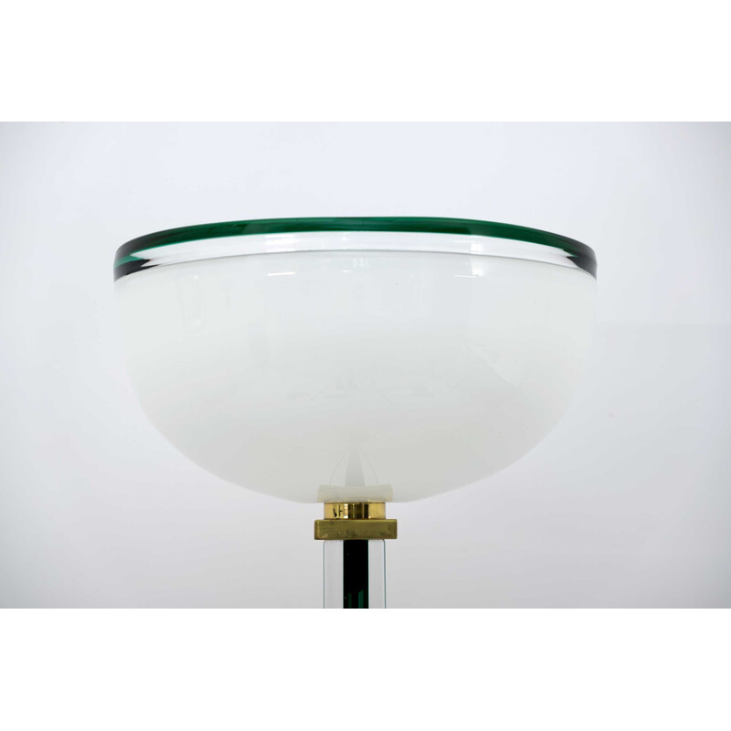 Mid century Murano glass "Tolboi" floor lamp in green by Venini