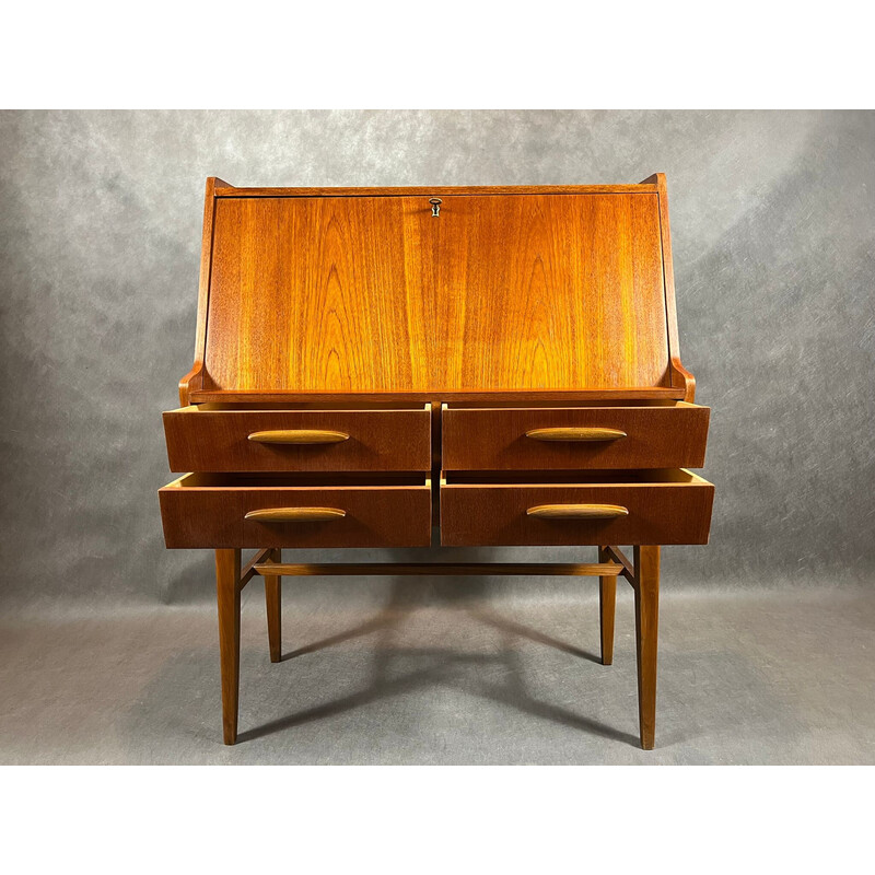 Vintage Norwegian teak secretary with 4 drawers, 1960