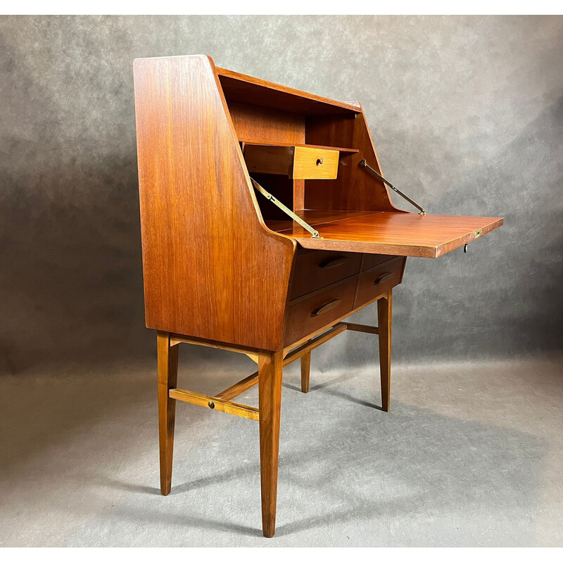 Vintage Noors teakhouten bureau met 4 laden, 1960