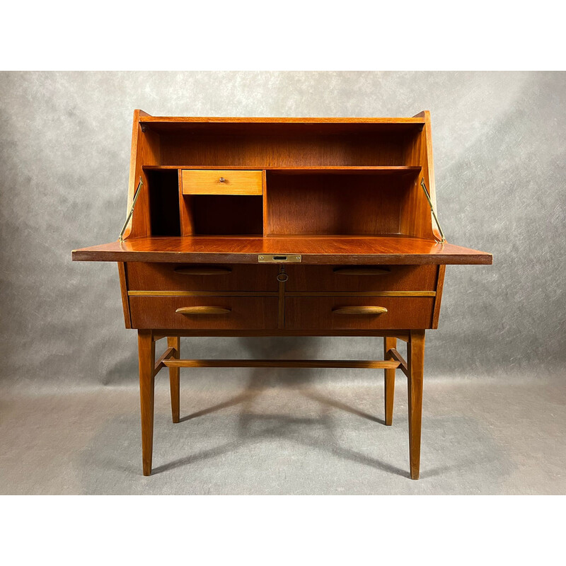 Vintage Noors teakhouten bureau met 4 laden, 1960