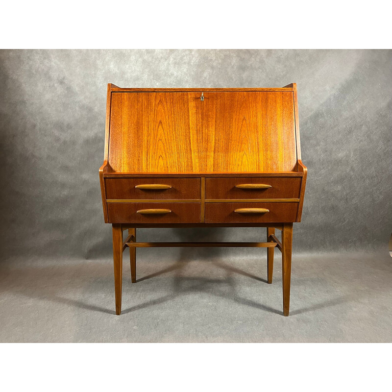 Vintage Norwegian teak secretary with 4 drawers, 1960