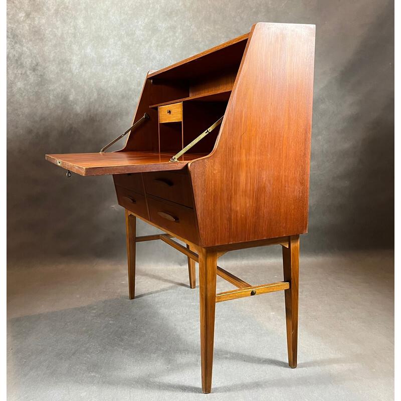 Vintage Noors teakhouten bureau met 4 laden, 1960