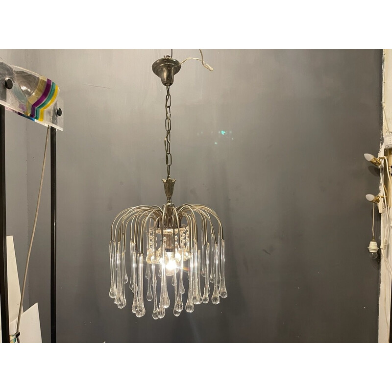 Vintage Murano glass Drop Waterfall chandelier, 1960s