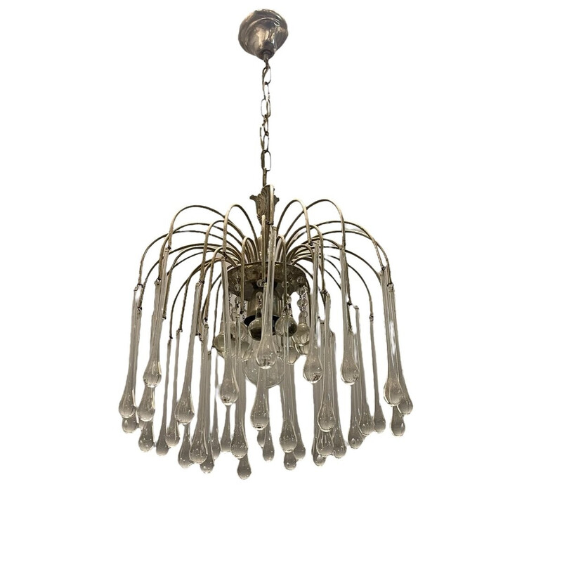 Vintage Murano glass Drop Waterfall chandelier, 1960s