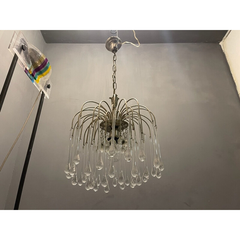 Vintage Murano glass Drop Waterfall chandelier, 1960s