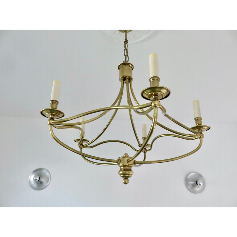 Vintage solid brass chandelier, 1970