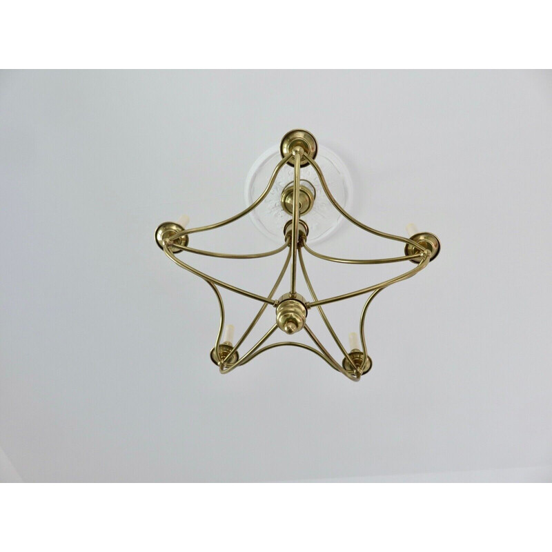 Vintage solid brass chandelier, 1970