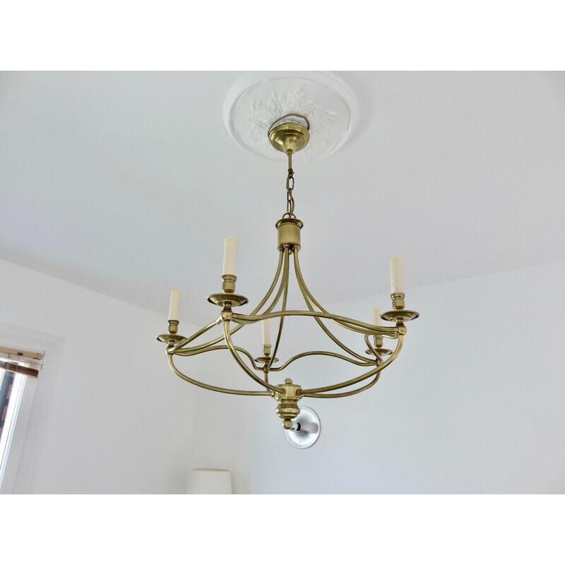 Vintage solid brass chandelier, 1970