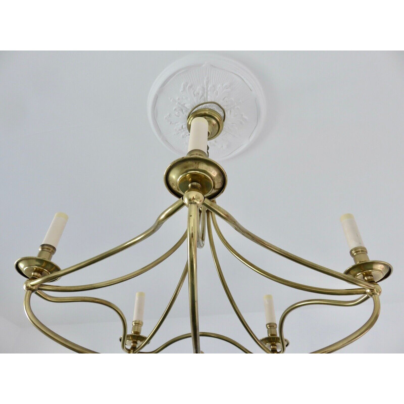 Vintage solid brass chandelier, 1970