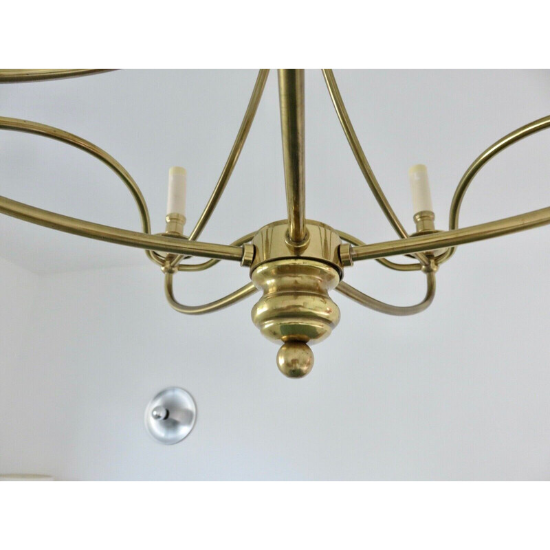 Vintage solid brass chandelier, 1970