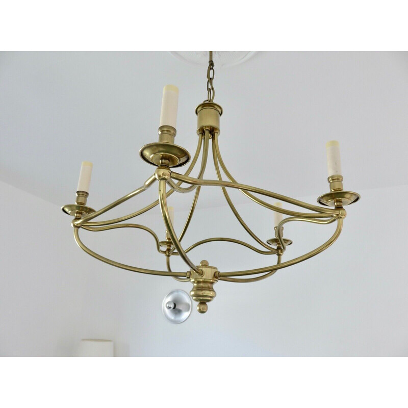 Vintage solid brass chandelier, 1970