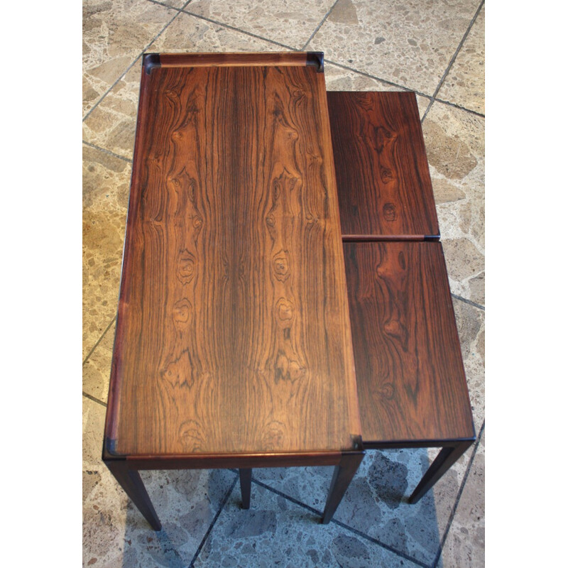 Scandinavian Jason Mobler Nesting Tables in Rosewood by Kurt Ostervig - 1950s