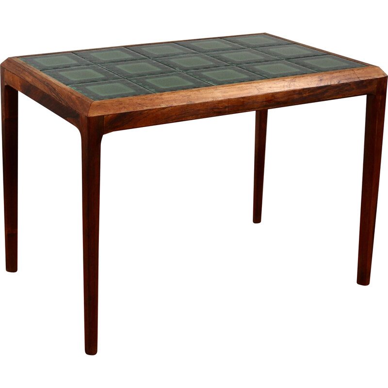 Vintage rosewood and ceramic side coffee table by Hansen, 1960s