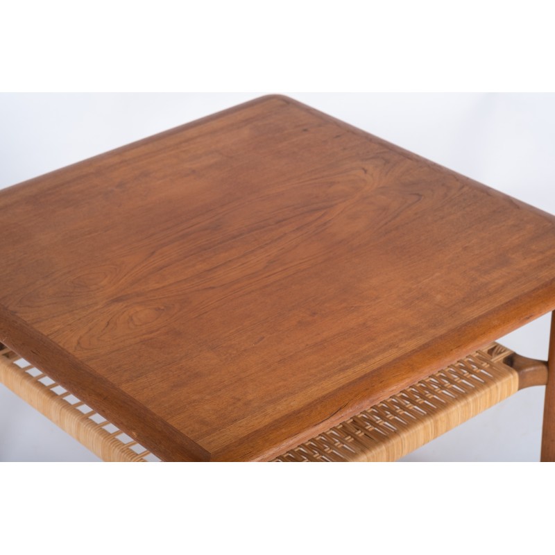 Danish vintage coffee table in teak with wicker, 1960s