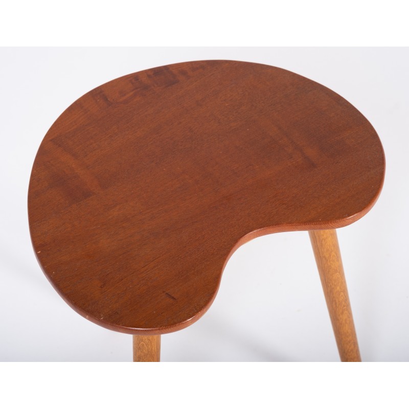 Pareja de mesas auxiliares danesas vintage en madera de teca y roble, años 60