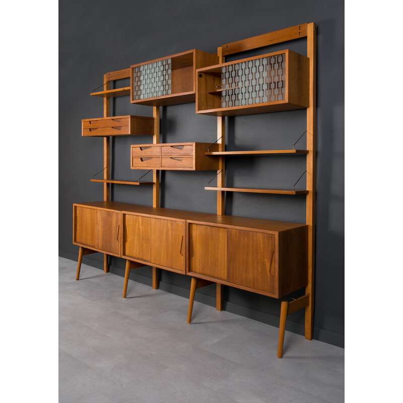 Vintage teak modular wall unit by Brodrene Jatog Mobelfabrik, Norway 1960s