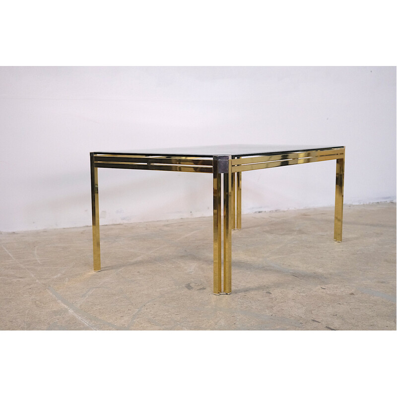 Table basse italienne vintage en verre et chrome, 1970