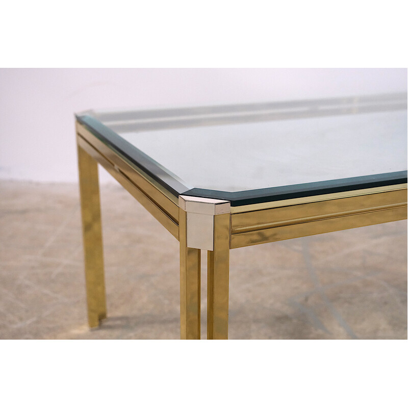 Table basse italienne vintage en verre et chrome, 1970