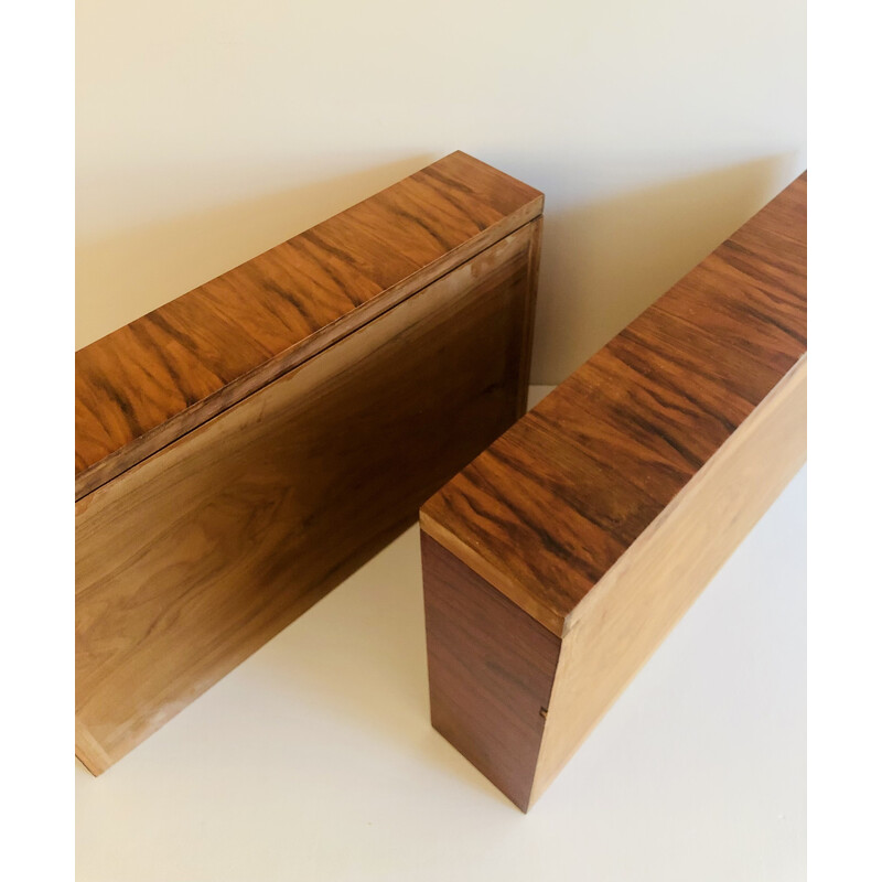 Pair of vintage shelves in rosewood veneer, France 1960