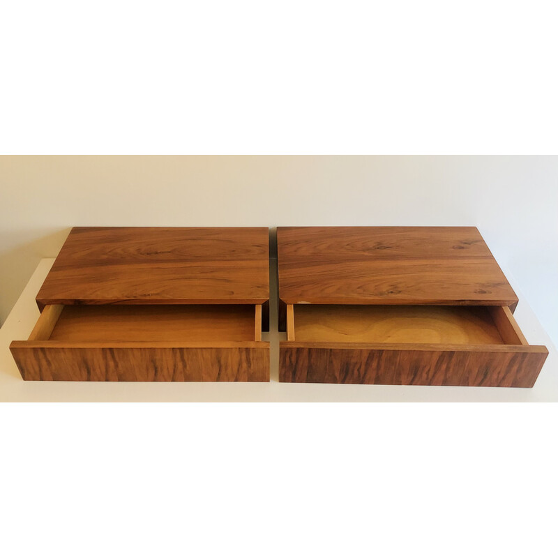 Pair of vintage shelves in rosewood veneer, France 1960