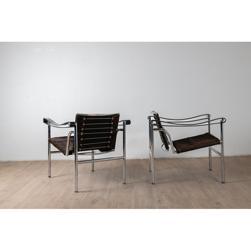 Pareja de sillones vintage Lc1 de Charlotte Perriand para Cassina, 1970