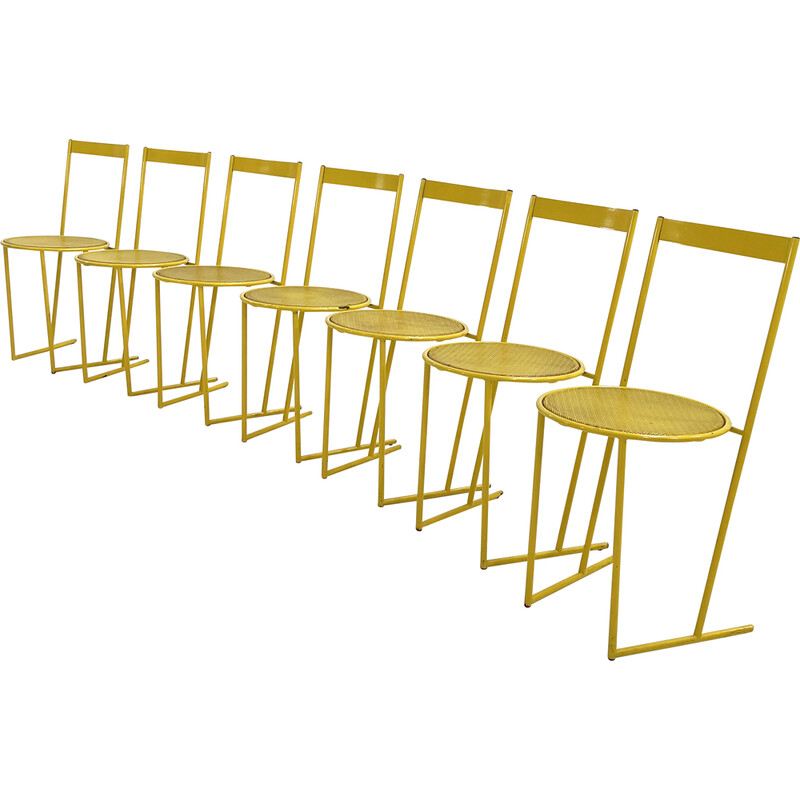 Vintage yellow metal chair by Flyline, 1980s