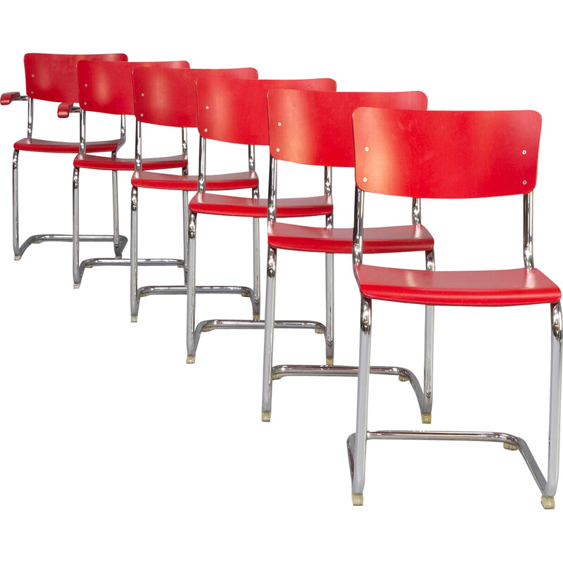 Set of 6 vintage S43F dining chairs by Mart Stam for Thonet