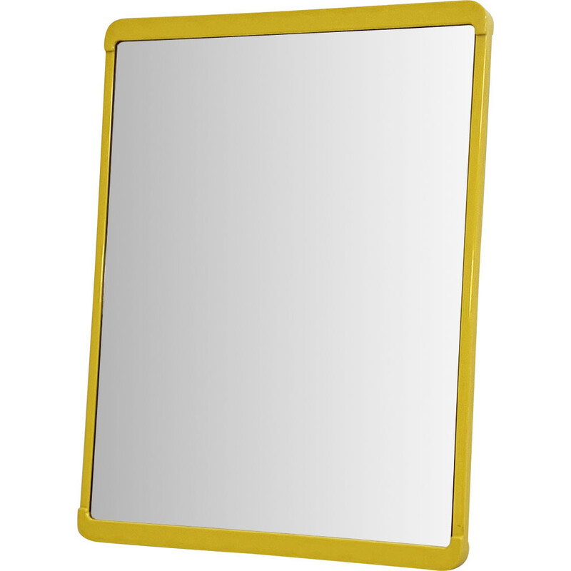 Vintage yellow frame mirror by Metalplastica, 1970s