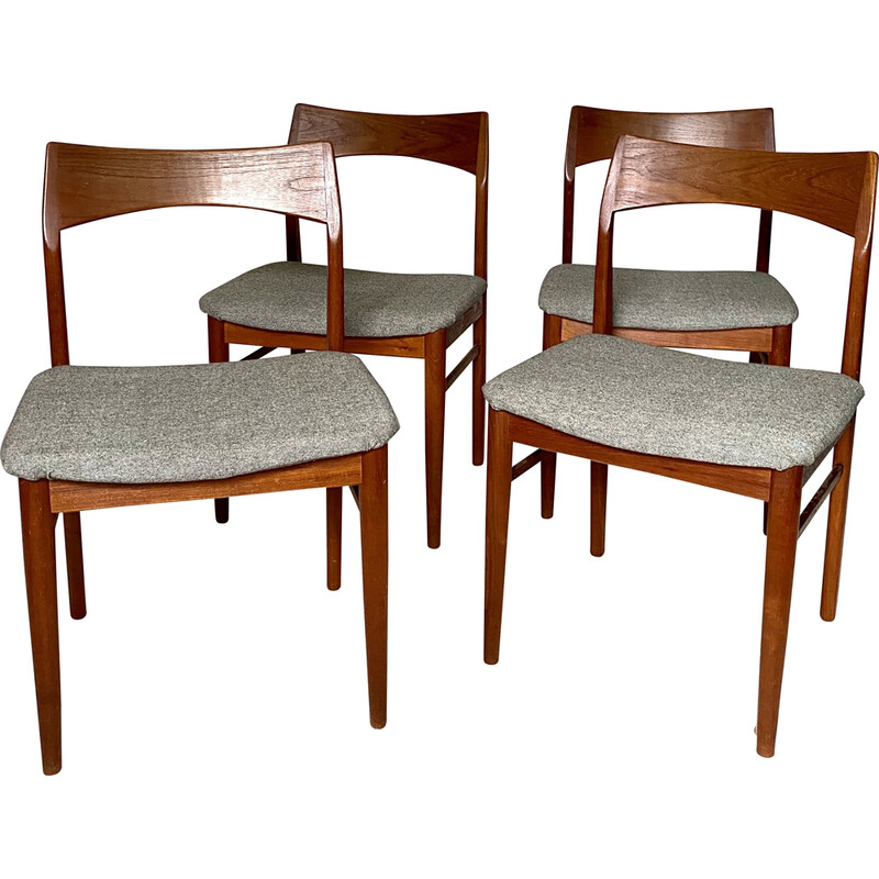 Lot de 4 chaises vintage en teck par Henning Kjaernulf pour Vejle Mobelfabrik