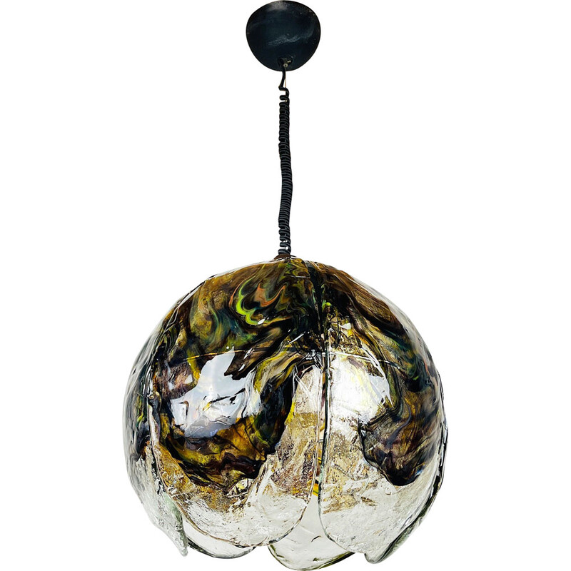 Vintage Murano glass pendant lamp by Mazzega, Italy 1970