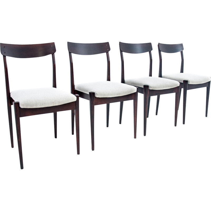 Set di 4 sedie vintage con tessuto, anni '60