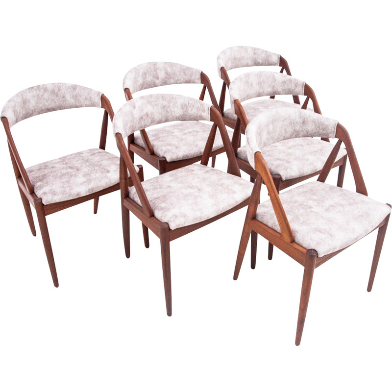 Conjunto de 6 cadeiras de jantar modelo 31 vintage por Kai Kristiansen, Dinamarca Anos 60
