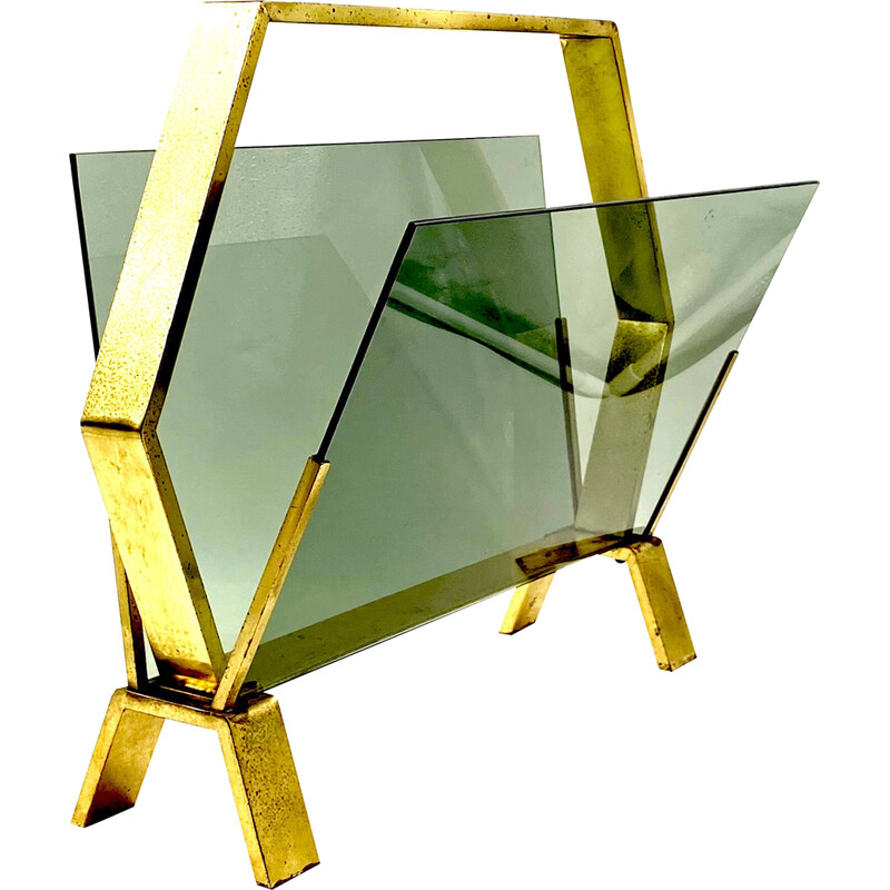 Vintage brass magazine rack, Italy 1970